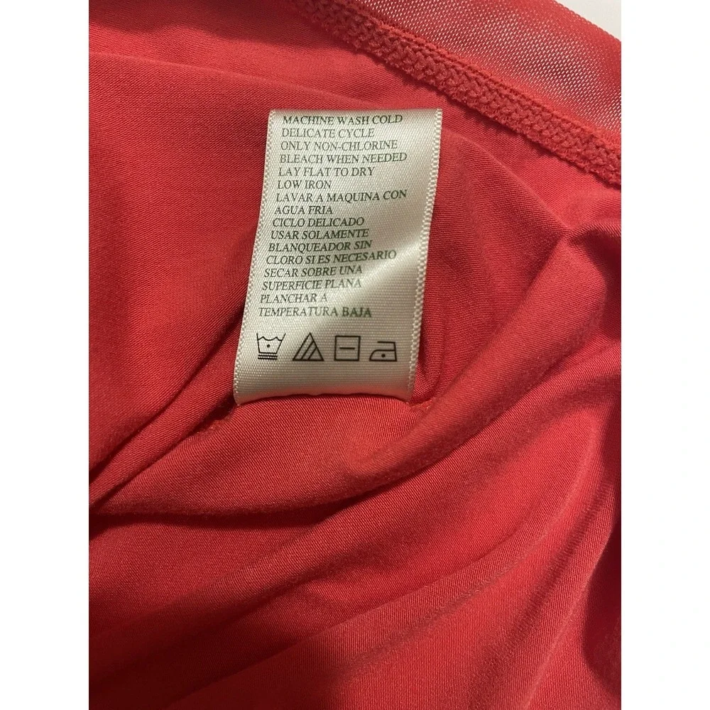 Tangerine Womens Athletic V-neck Top Large Coral Short Sleeve Activewear Yoga - Picture 13 of 13